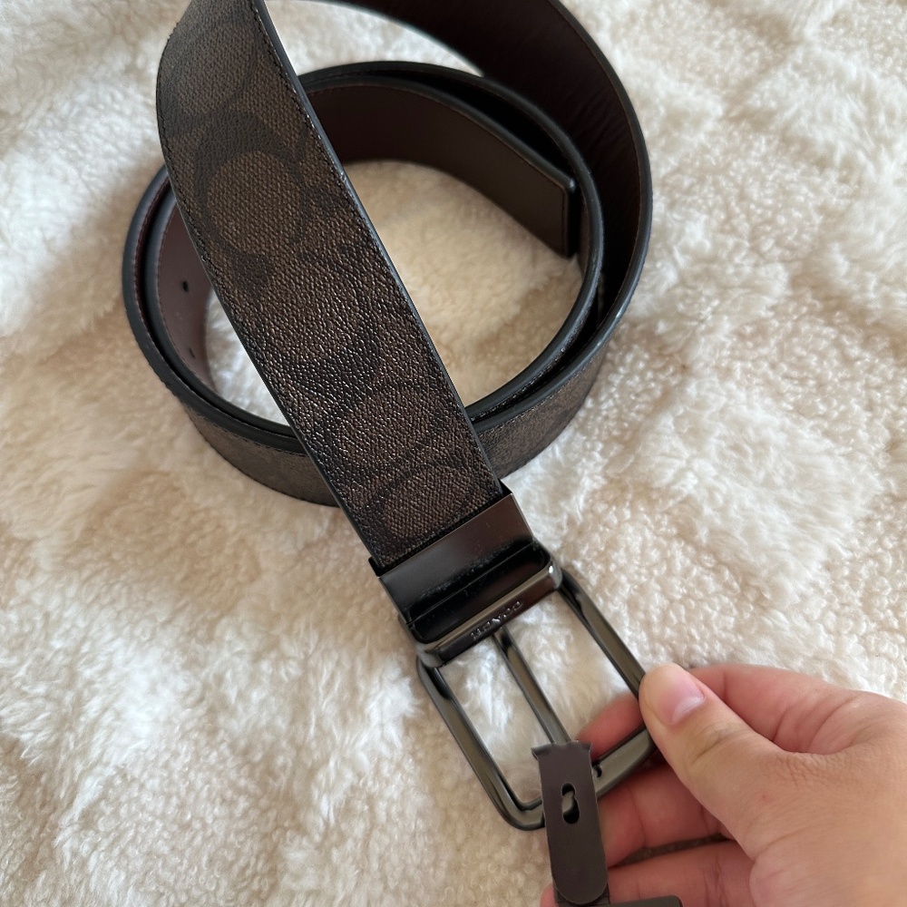 NWT! RARE! Coach F64839 Men Wide Harness Cut-To-Size Reversible Belt In Brown